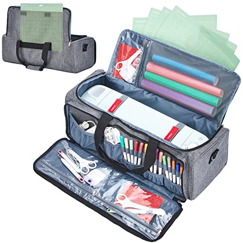 HOMEST Carrying Case for Cricut Explore Air 2/Cricut Maker/Maker 3, Carrier with Multi pockets for 12x12 Mats, Vinyl Rolls, Pens, other tools - WoodArtSupply