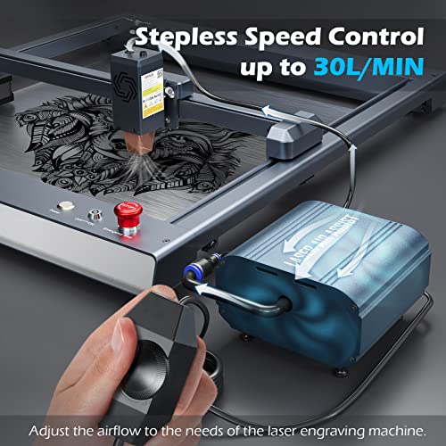 Laser Air Assist, Air Assist Pump with Adjustable 30L/min Airflow for ORTUR Laser Engravers and 99% Laser Cutters in The Market, Remove Smoke and Ortur