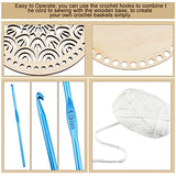 PH PandaHall Crochet Basket Bottom Kit 2 Style Natural Wooden Basket Bottom Crochet Basket Wood Base with 1pc 4mm Crochet Hook 40 Yard 9mm Cloth Yarn PH PandaHall