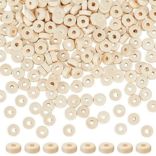 OLYCRAFT 1000PCS 8mm Wooden Flat Spacer Beads Unfinished Flat Wood Loose Beads Wooden Coin Spacer Beads for DIY Bracelet Necklace Earring Craft - WoodArtSupply