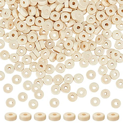 OLYCRAFT 1000PCS 8mm Wooden Flat Spacer Beads Unfinished Flat Wood Loose Beads Wooden Coin Spacer Beads for DIY Bracelet Necklace Earring Craft