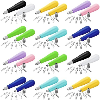 Umigy Craft Linoleum Cutter Kit Carving Tools Assortment Linocut Tools Block Cutters for Block Printing, Assorted Colors(24 Pack)