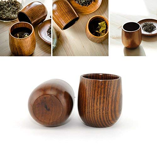 K JINGKELAI Wooden Tea Cups Top Grade Natural Solid Wood Tea Cup 4 Pack,Wooden Teacups Coffee Mug Wine Mug for drinking Tea Coffee Wine Beer Hot - WoodArtSupply