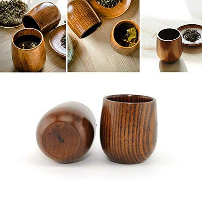 K JINGKELAI Wooden Tea Cups Top Grade Natural Solid Wood Tea Cup 4 Pack,Wooden Teacups Coffee Mug Wine Mug for drinking Tea Coffee Wine Beer Hot - WoodArtSupply