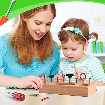 LearnToy Montessori Toys for 3 4 5 Year Old - Montessori Screwdriver Board Set - Learning Sensory Toys - Fine Motor Skills Toys Preschool Materials -