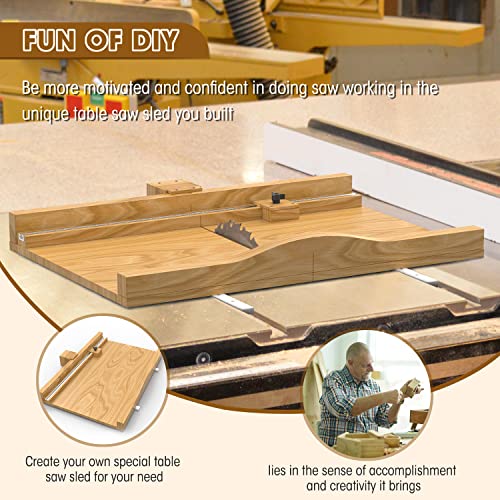 DIY Crosscut Table Saw Sled Kit with a Specific Guide Booklet to Build Your Own Tablesaw for More Accurate and Safer Saw Working, Table Saw - WoodArtSupply