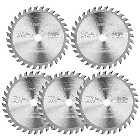5Pcs TCT Circular Saw Blade 3-3/8'' Carbide Tipped for Wood Plastic Cutting with 10mm Arbor Compact Circular Saw Blade Set Firearth