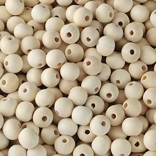 WLIANG 800 Pcs 10mm Natural Wood Beads, Unfinished Round Bulk Spacer Wooden Beads for DIY Crafts, Garlands Farmhouse Holiday Decor, Jewelry Bracelet - WoodArtSupply