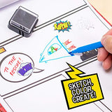 Made By Me Make Your Own Comic Book Storytelling Kit for Kids, 15-Page, Hardcover, How-to Draw Instructional Guide, Comic Inspired Stickers & Stamp, Made By Me