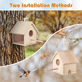 YUEPET Outdoor Bird Houses Transparent Wooden Bird House for Outside with Lanyard and Screws,Hanging Birdhouse Clearance for Finch Bluebird Cardinals YUEPET