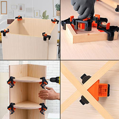 90 Degree Corner Clamps for Woodworking Set of 4,Right Angle Carsen Clamp Pro Wood Clamp Kit for Carpenter,Wood Working Tools and