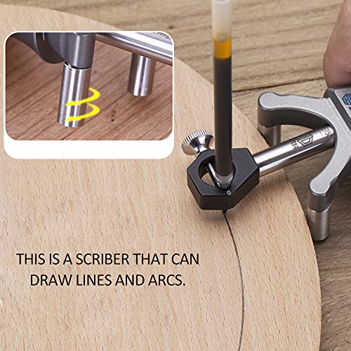 VISLONE Wheel Marking Gauge, Wood Scribe Tool Woodworking Tool Set 180 MM Sliding Mark Scraper Adjustable Precision Linear Arc Dual-purpose Scriber VISLONE