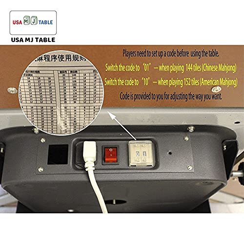 USA MJ Table 44mm Tiles Automatic Mahjong 4 Legs Dining Game Table, Chinese Style, Comes 2 Sets of Magnetic Tiles & One Year Warranty (Not for 152 WPYST