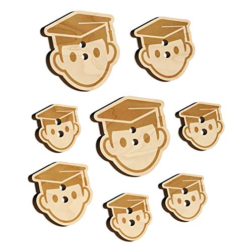 Occupation Student Graduate Cap Graduation Icon Wood Buttons for Sewing Knitting Crochet DIY Craft - Medium 1.00 Inch (7pcs) Sniggle Sloth