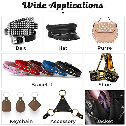 420 Sets Leather Rivets Kit, Double Cap Brass Rivets Leather Studs with 3PCS Setting Tools for Leather Repair and Crafts, 4 Colors and 3 Sizes Jetmore