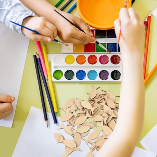 Garneck 50pcs Wooden Animals Wood Crafts Wood Trim Wooden Decor Wood Decor Wooden Crafts Unfinished Wooden Ornaments Unfinished Fish Cutouts Wooden Garneck