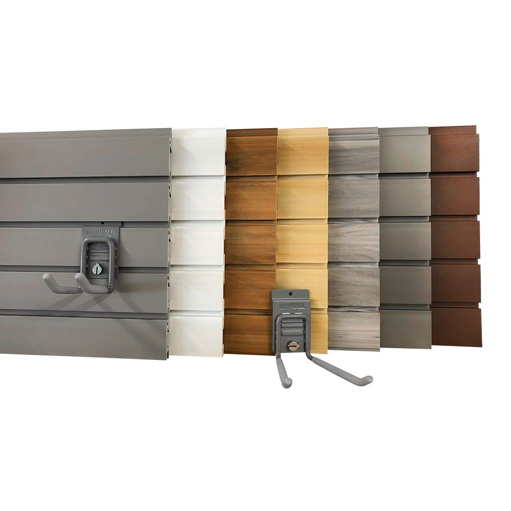StoreWALL Heavy Duty 4' ft. Slatwall Panels (Set of 4 Panels, Covers 20 sq. ft.) (Weathered Grey Color) StoreWALL