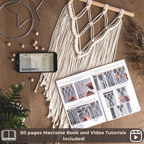 MIGO Creates Macrame Kits for Adults Beginners with 112 Macrame Supplies and 5 Projects Book: This DIY Macrame Kit Includes 165 Yards Macrame Cord - WoodArtSupply