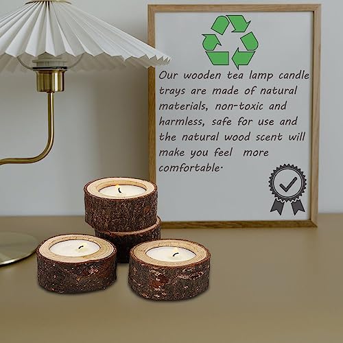 LUNKUIVY 30 Pack Wooden Tealight Candle Holders Wood Votive Candle Holders for Home Wedding Halloween Christmas Party and Festival Decoration LUNKUIVY