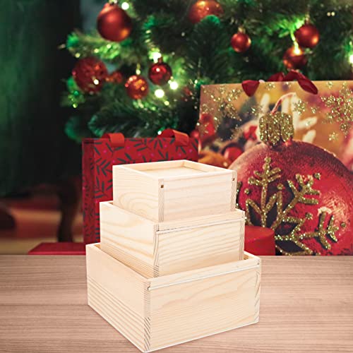 Kisangel Wooden Box Wood Gift Box with Sliding Lid Unfinished Wood Storage Box Trinket Storage Box Blank Wood Box Case Container for Gift Box DIY Art