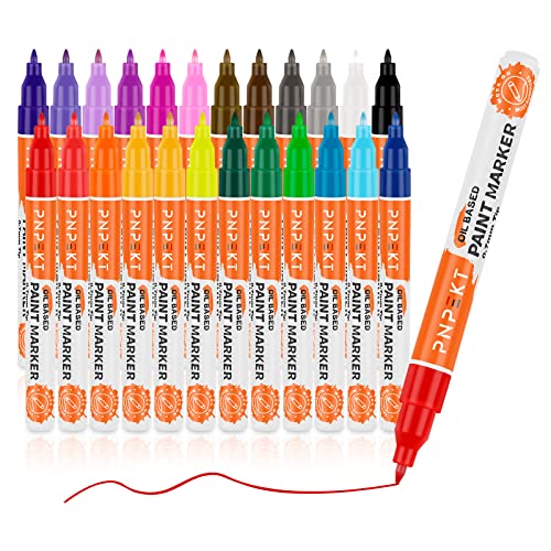 Paint Pens Paint Markers,24 Colors Oil-Based Paint Markers Waterproof,Never Fade,Quick Dry And Extra Fine Tip Marker Pen Set For Rock colpart