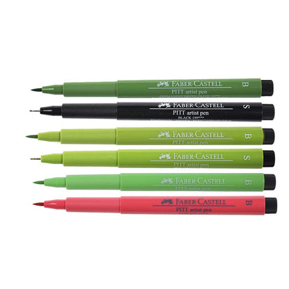 Faber-Castell Pitt Artist Pen Hand Lettering Set - 6 Modern Calligraphy and Lettering Markers in Assorted Nibs and Colors (Be Bold)