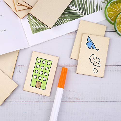 Ruisita 100 Pieces 2 x 3 Inches Unfinished Wood Pieces Rectangle Blank Sharp Corners Wooden Sheets for DIY Arts Craft Project Ruisita