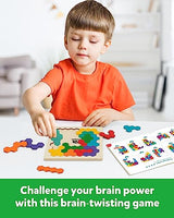 Coogam Wooden Tangram Puzzle, Color Shape Pattern Jigsaw Brain Teasers 3D Logic IQ Game Geometric Blocks Montessori STEM Educational Toys Gift for Coogam