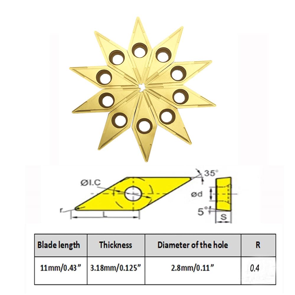 2pcs 1/2" Indexable Metal Lather Turning Tool Holder Boring Bars with VCMT110304/VCMT32.51 Carbide Turning Inserts,VCMT Insert Mutilayer Coated CNC Hunricho