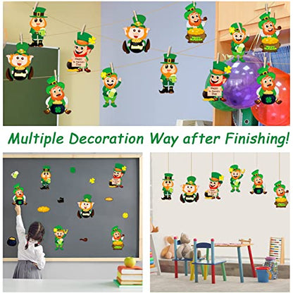 chiazllta 30 Packs St. Patrick's Day Craft Kits DIY Leprechauns Art Craft for Preschool Kids, St. Patrick’s Day Make Your Own Leprechauns Paper Craft