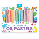 Ooly, Oil Pastel Twisty Stix, No Mess Twist Up Barrel - Set of 12 Ooly