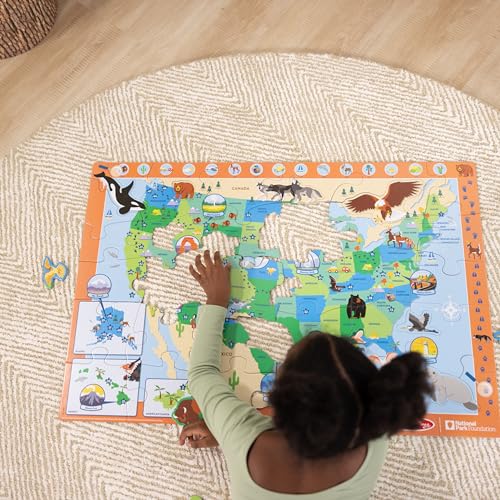 Melissa & Doug National Parks U.S.A. Map Floor Puzzle – 45 Jumbo and Animal Shaped Pieces, Search-and-Find Activities - Kids Preschool Educational Melissa & Doug