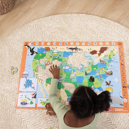 Melissa & Doug National Parks U.S.A. Map Floor Puzzle – 45 Jumbo and Animal Shaped Pieces, Search-and-Find Activities - Kids Preschool Educational - WoodArtSupply