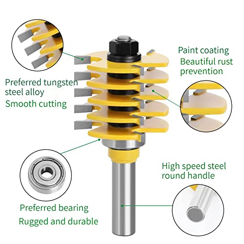 Domino Joiner Tool, Domino Joiner, 3 Wing Adjustable Woodworking Router Bit Dove Tailing Router Jig 8mm Shank for Plywood for Medium Density - WoodArtSupply