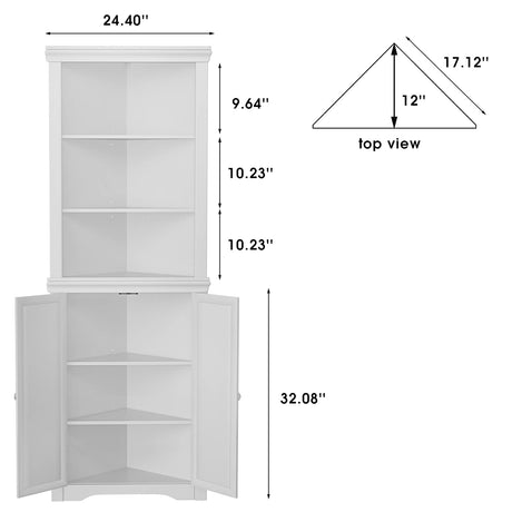 JUMMICO Corner Cabinet Corner Bathroom Cabinet with 2 Doors and 3 Tier Shelves Free Standing Corner Storage Cabinet for Bathroom, Living Room, JUMMICO