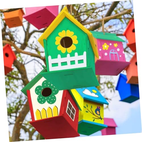 TEHAUX 1 Set House Lanyard Wind Chime kit Unfinished Arts Kits Kids Craft Wind Chime Ornament Wind Chime Pendant Decorations Wood Outdoor Child TEHAUX