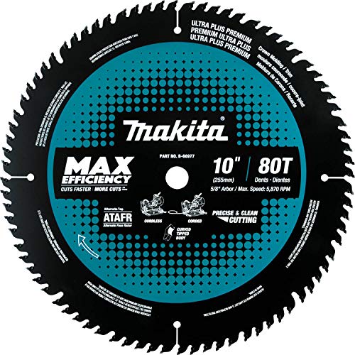 Makita B-66977 10" 80T Carbide-Tipped Max Efficiency Miter Saw Blade - WoodArtSupply