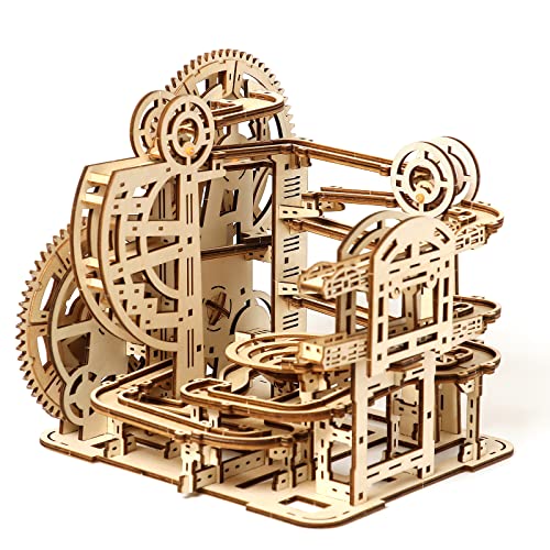 Hallisun 3D Wooden Puzzles for Adults, Rollercoaster Marble Maze Run Model DIY Building Kits Block Craft, Mechanical Gear Kit Hobbies Toys Valentines