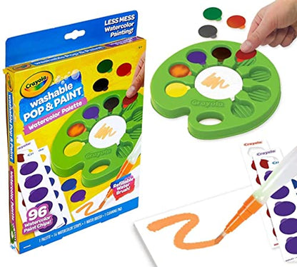 Crayola Watercolor Paint Set, Pop & Paint Palette, Washable Kids Paints, Gift - WoodArtSupply