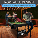 SereneLife 6-Ft Folding Pool Table - Portable Billiard Table - Includes 2X Cue Sticks, Full Set of Balls, Chalk, Brush - Foldable for Kids and Adults SereneLife