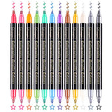 Sunshilor Calligraphy Metallic Marker Pens Dual Tip Chisel and Medium Point Pens for Black Paper, Rock Painting, Easter Egg, Halloween Pumpkin, Card Sunshilor