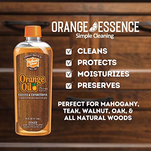 Holloway House Orange Oil Cleaner 16oz w/ Sun-Guard for Fine Wood, Cleans & Conditions, Removes Soap Scum from Shower Doors, Stainless, Tile & Sinks, - WoodArtSupply