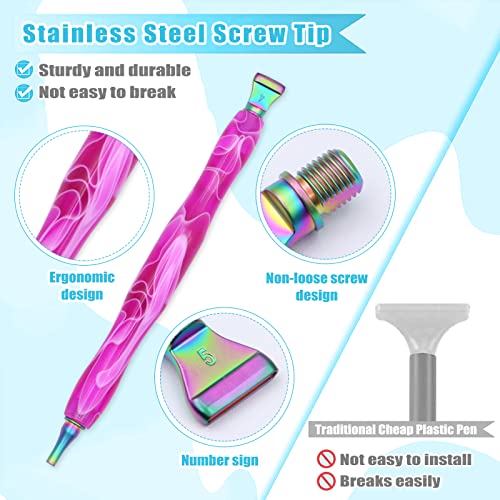 ZYNERY 27 PCS Diamond Painting Pens Kit, 12 PCS Metal Screw Thread Tips Stainless Steel Tips with 12 Clay, Diamond Art Pens 5D Diamond Painting Tools ZYNERY