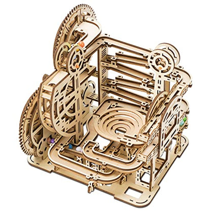 Hallisun 3D Wooden Puzzles for Adults, Rollercoaster Marble Maze Run Model DIY Building Kits Block Craft, Mechanical Gear Kit Hobbies Toys Valentines