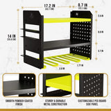 BUILTSTRONG Power Tool Organizer Wall Mount - 3-Tier Heavy-Duty Metal Hand Tool Storage Rack, Utility Racks, Drill Holder, PegBoard Side, & More - BUILTSTRONG