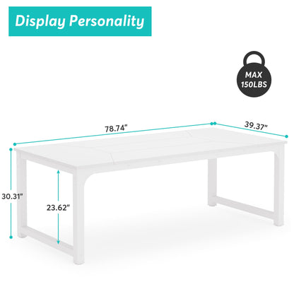 Tribesigns 78.7"x39.4" Dining Table, Industrial Kitchen Table for 8-10 Person, Rectangular Dinner Table for Dining Room Kitchen Living Room, with