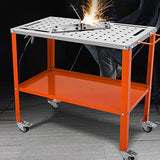 VEVOR Welding Table 36"x18", 1200lbs Load Capacity Steel Welding Workbench Table on Wheels, Portable Work Bench with Braking Lockable Casters, 4 Tool VEVOR