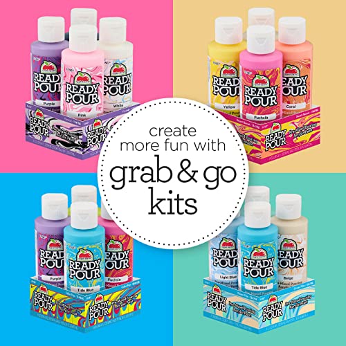 Apple Barrel Color Pop Pre-Mixed Set, Set of 4 Fluid Ready Pour Paints Perfect for DIY Arts and Crafts Projects, 13480E Apple Barrel