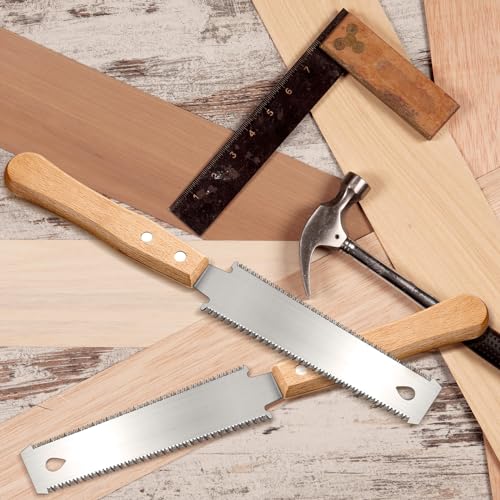 Gisafai 2 Pcs 6 Inch Small Woodworking Hand Saw Flexible Double Edge TPI 17/14 Pull Woodworking Saw for Craft Mini Flush Cut Saw Wood Handle Garden Gisafai