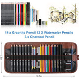 Heshengping, Sketching Pencil Set Drawing Pen Charcoal Sketch Kit Cover Graphite Pencils Charcoal Pencils Watercolor Pencils Paper Erasable Pen Heshengping